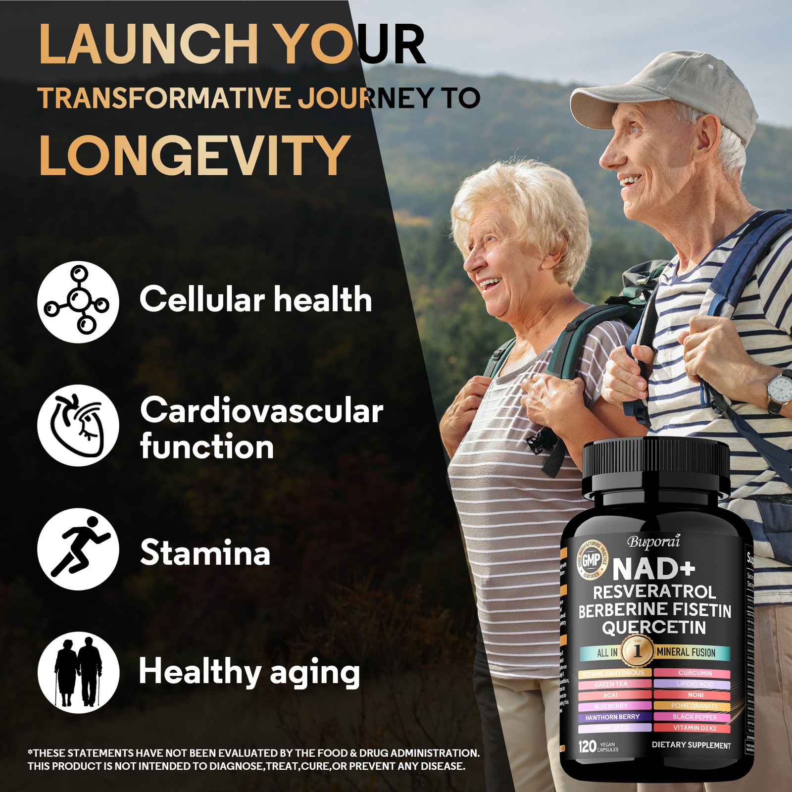 NAD+ – with Resveratrol, Berberine, for Anti-Aging, Antioxidant, Energy, Focus