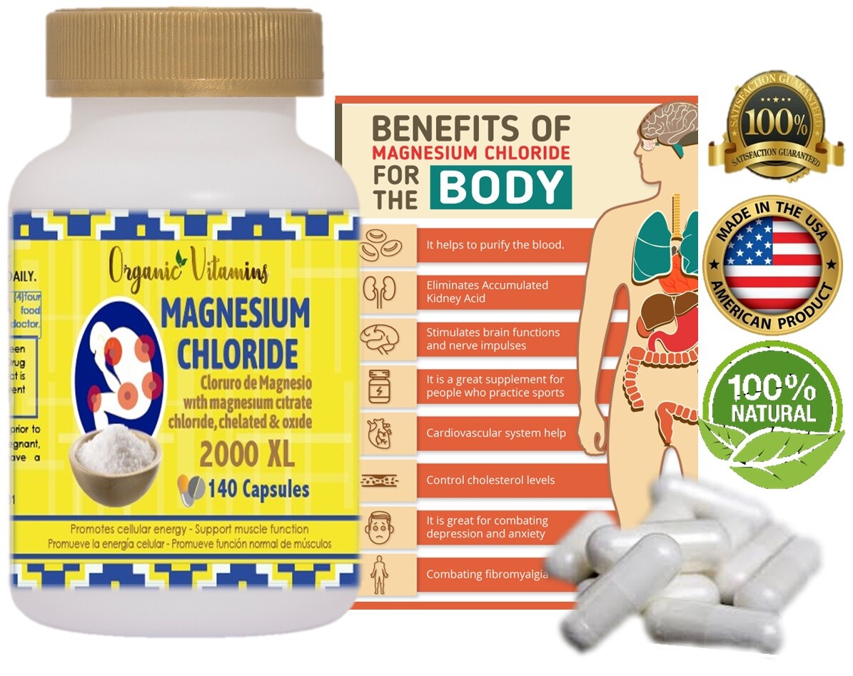 Magnesium Citrate 140 capsules chelated 2000 mg high potency Magnesio