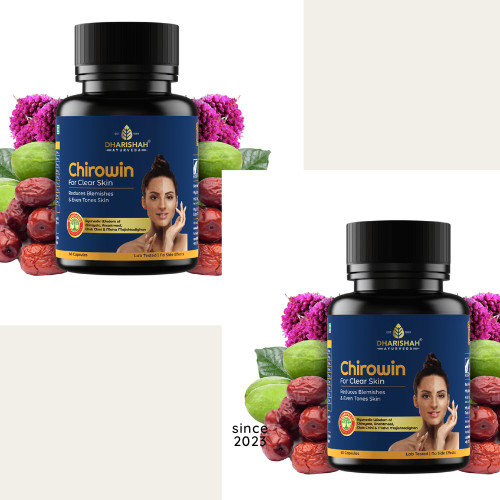 Ayurveda Chirowin 60 Capsules For Clear and Flawless Skin Healthy skin Pack 2