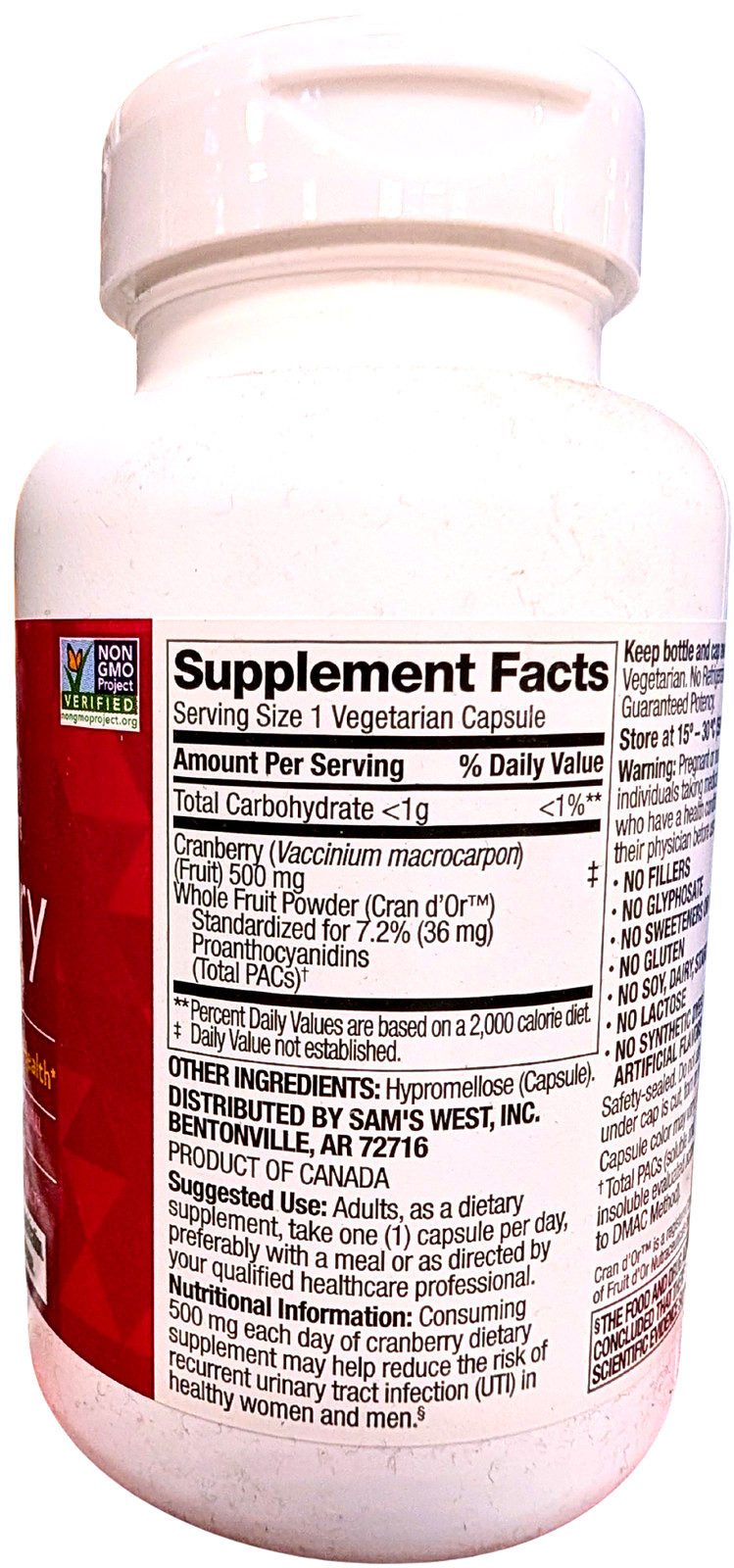 Member’s Mark Clinical Strength Cranberry Capsules 500 mg 150 Count EXP 02/2027