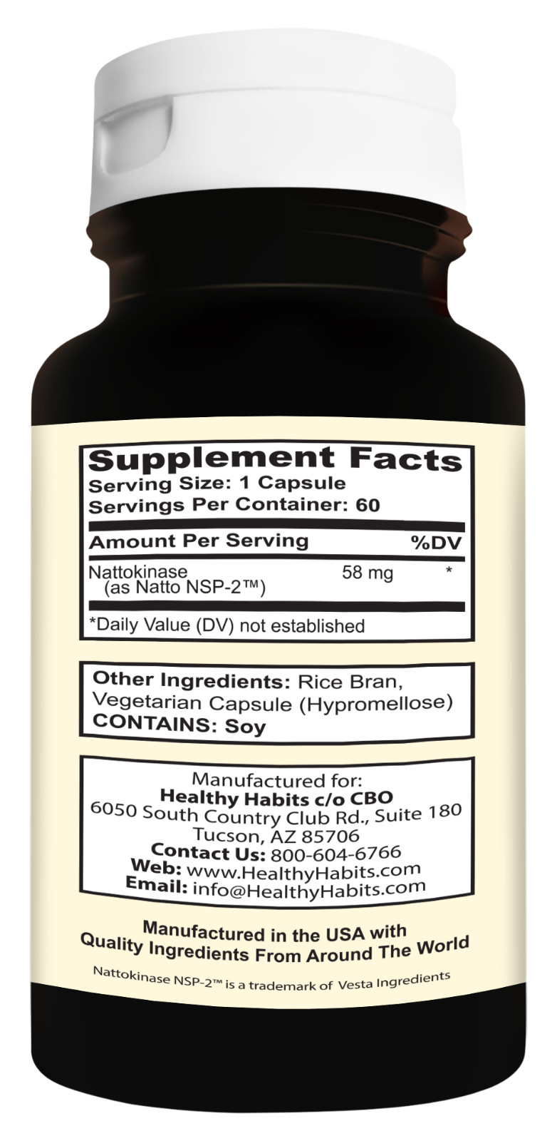 Healthy Habits Nattokinase NSP-2 – Bottle 60 Veg Capsules