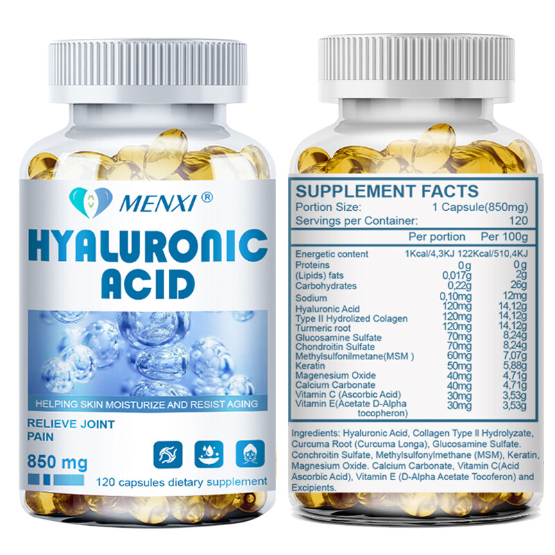 MENXI Hyaluronic Acid 120 Capsules Support Healthy Joints Help Reduce Wrinkles
