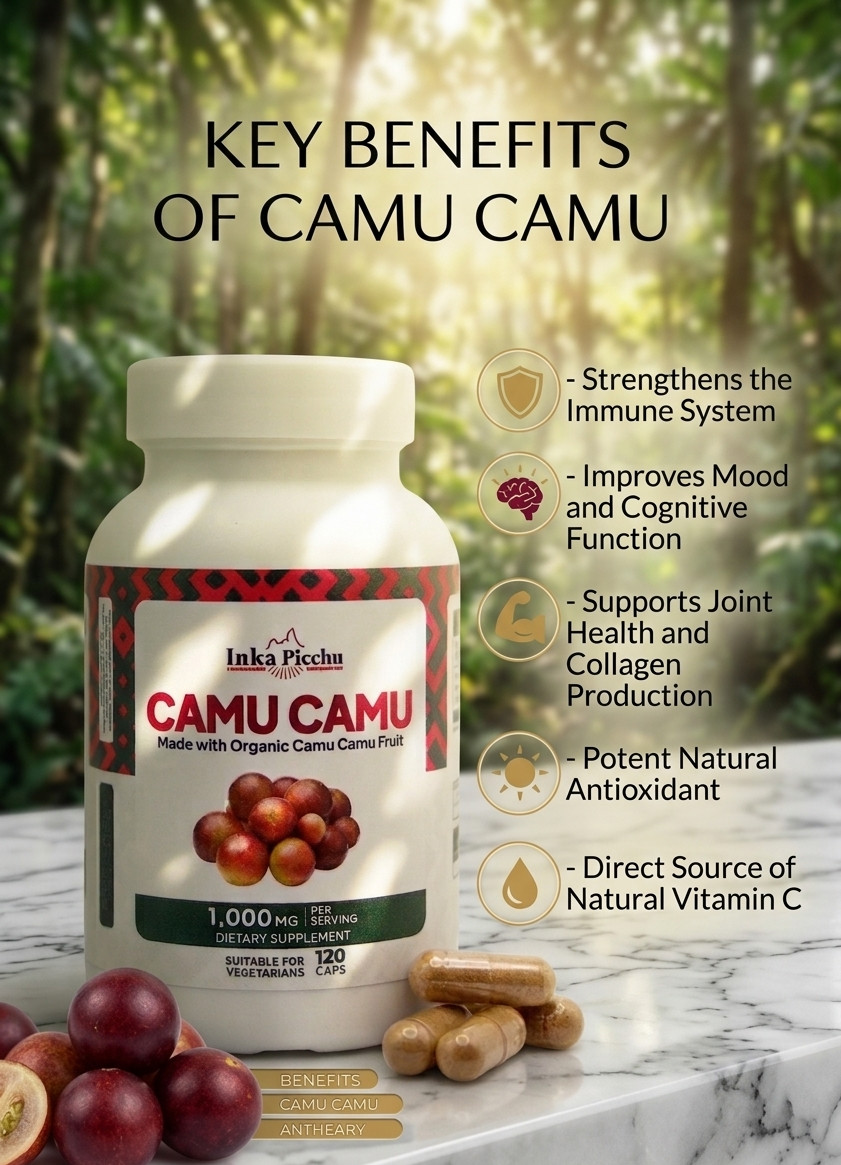 Premium Camu Camu Capsules 120 Ct 1000mg Per Serving Immune Support & Vitamin C