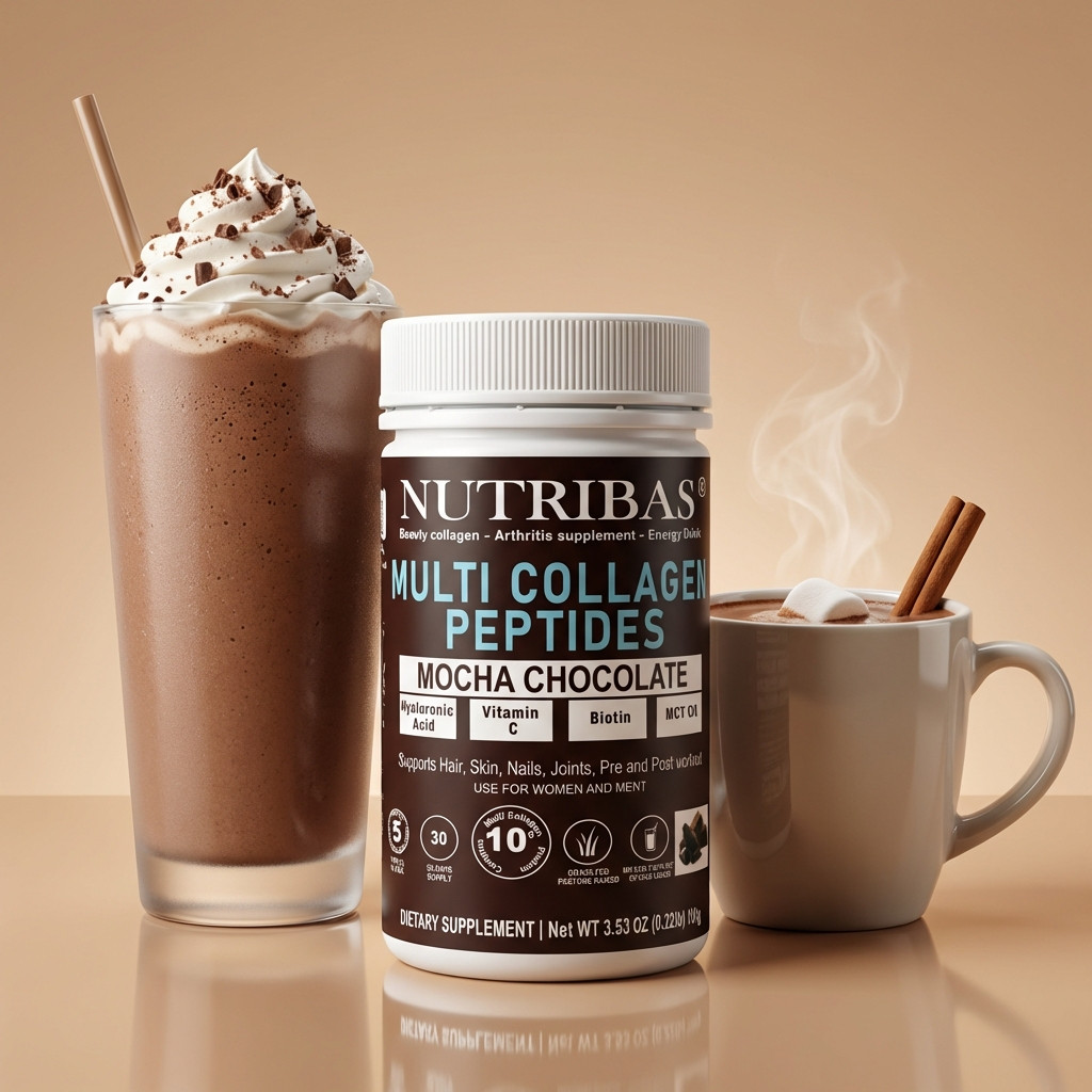 Collagen Powder with Biotin, Hyaluronic Acid, Vitamin C, MCT Oil, Chocolate