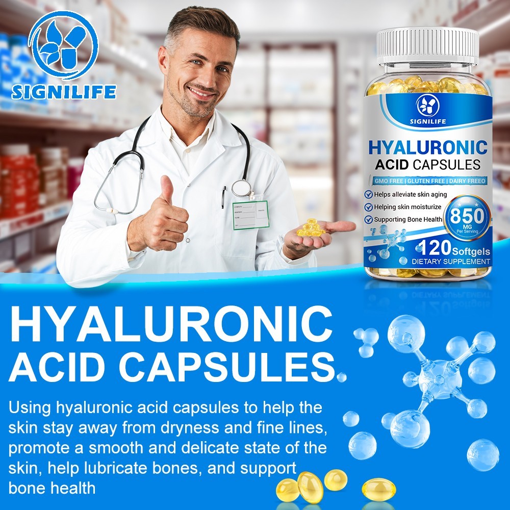 Hyaluronic Acid Anti Aging Hydrating Capsules Wrinkles Fine Lines Joint Health.