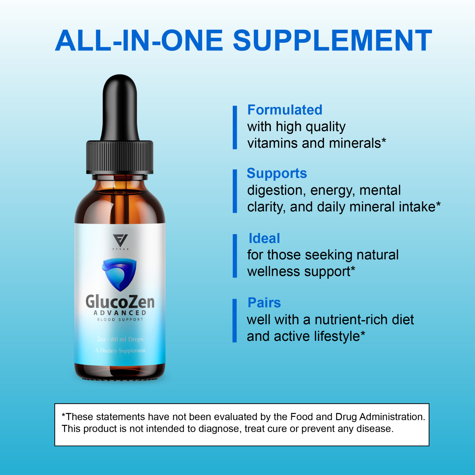 (5 Pack) GlucoZen Drops, GlucoZen Max Strength Overall Support Supplement (10oz)