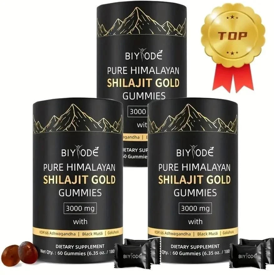Pure Himalayan Shilajit Gold Gummies 3000mg With Ashwagandha Gokshura