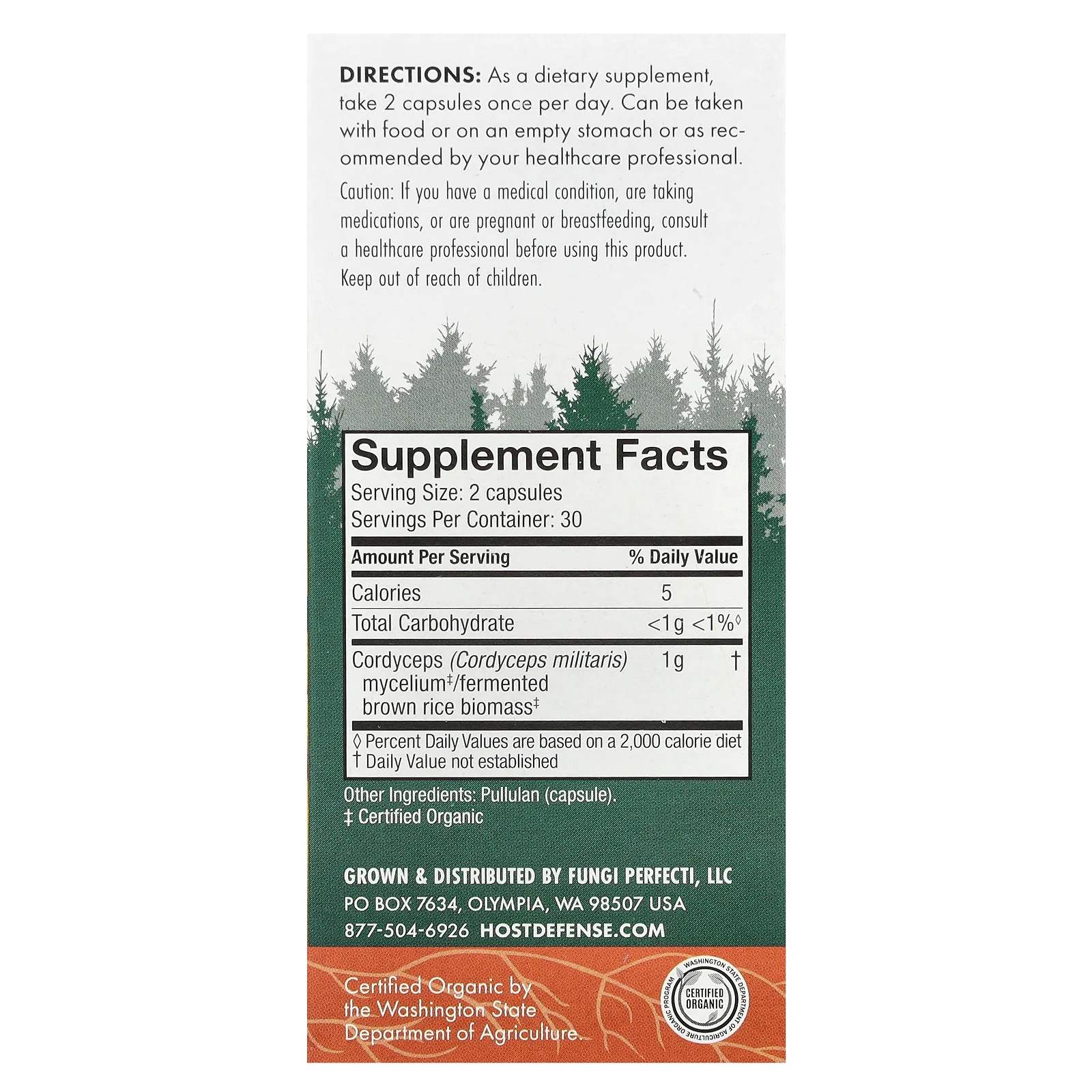 2 X Host Defense, Mushrooms™, Cordyceps, 60 Capsules (0.5 g per Capsule)