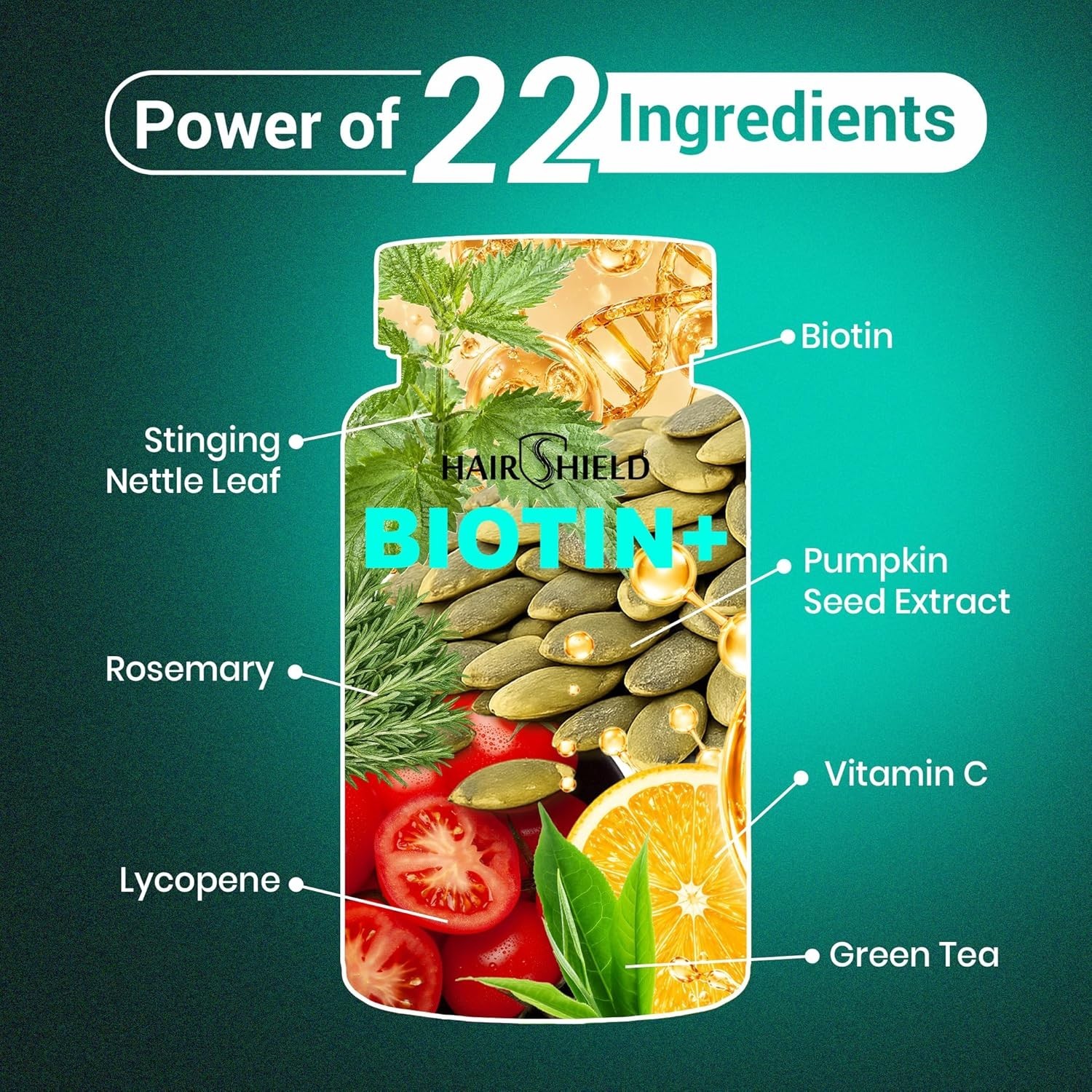 Hair.shield Biotin+ Hair Skin Nails 60 Veg Tablets