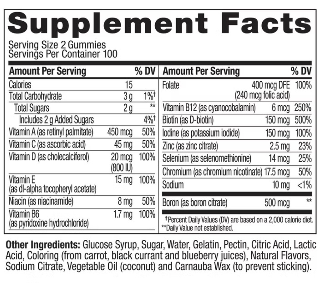 OLLY Womens Multi Vitamin Gummies 200ct A C D B Biotin Folic Acid Blissful Berry