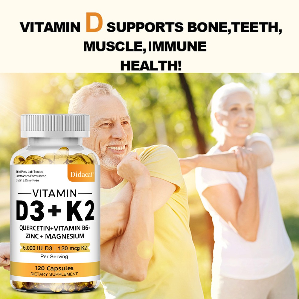 Vitamin D3 5000 IU K2 120 mcg, Vit D and K Supplement 30/60/120 capsules