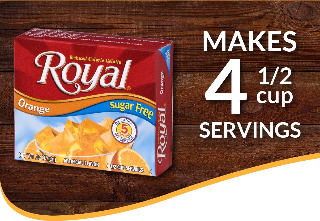 Royal Orange Gelatin Dessert Mix, Sugar Free and Carb 0.32 ounce (Pack of 12)