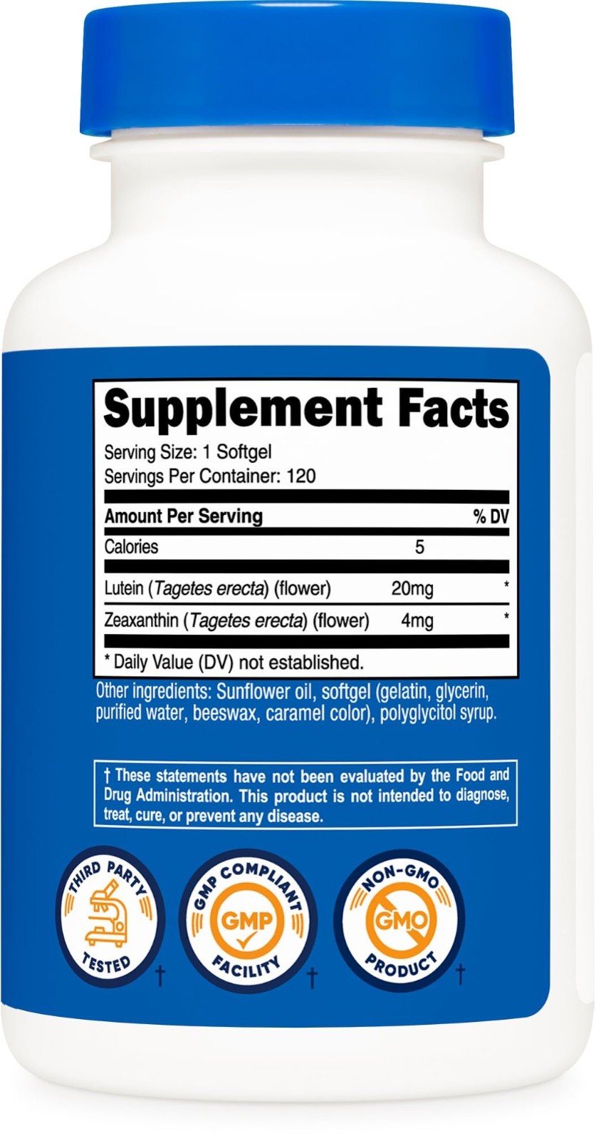 Zeaxanthin & Lutein 20mg Softgels – Potent Antioxidant, GMO-Free, Gluten-Free, 1