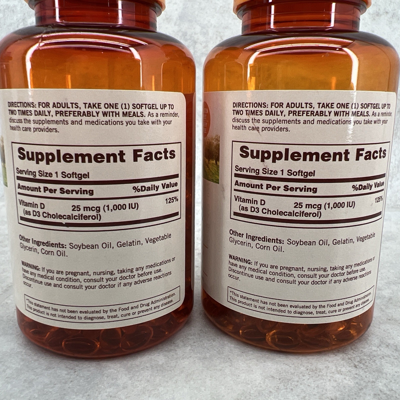 2 Bottles! Sundown Vitamin D3 for Immune Support 25 mcg 400 softgels Exp 02/2028