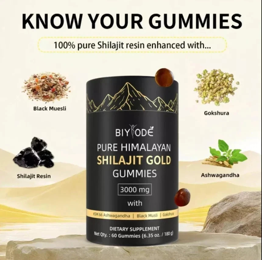 Pure Himalayan Shilajit Gold Gummies 3000mg With Ashwagandha Gokshura