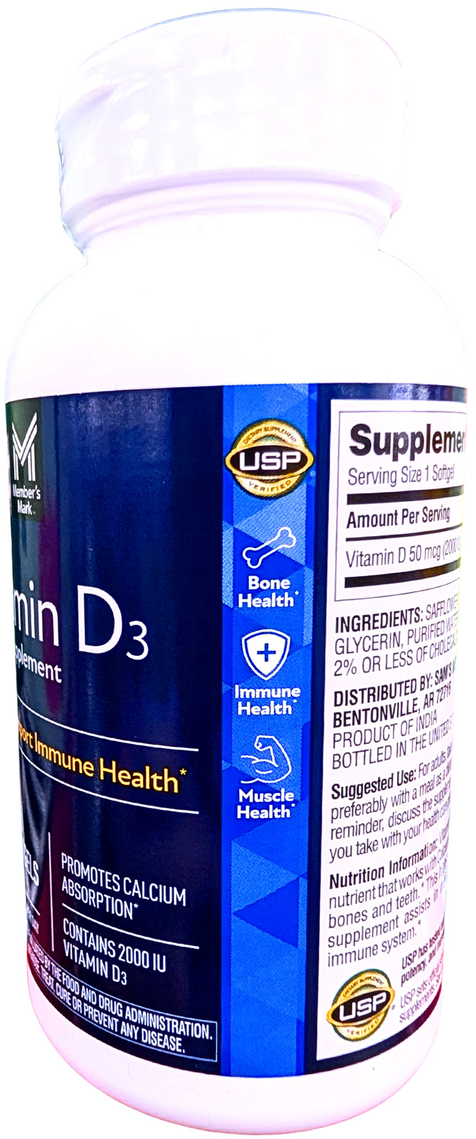 Member’s Mark Vitamin D3 50 mcg Softgels 400 Count EXP 01/2028