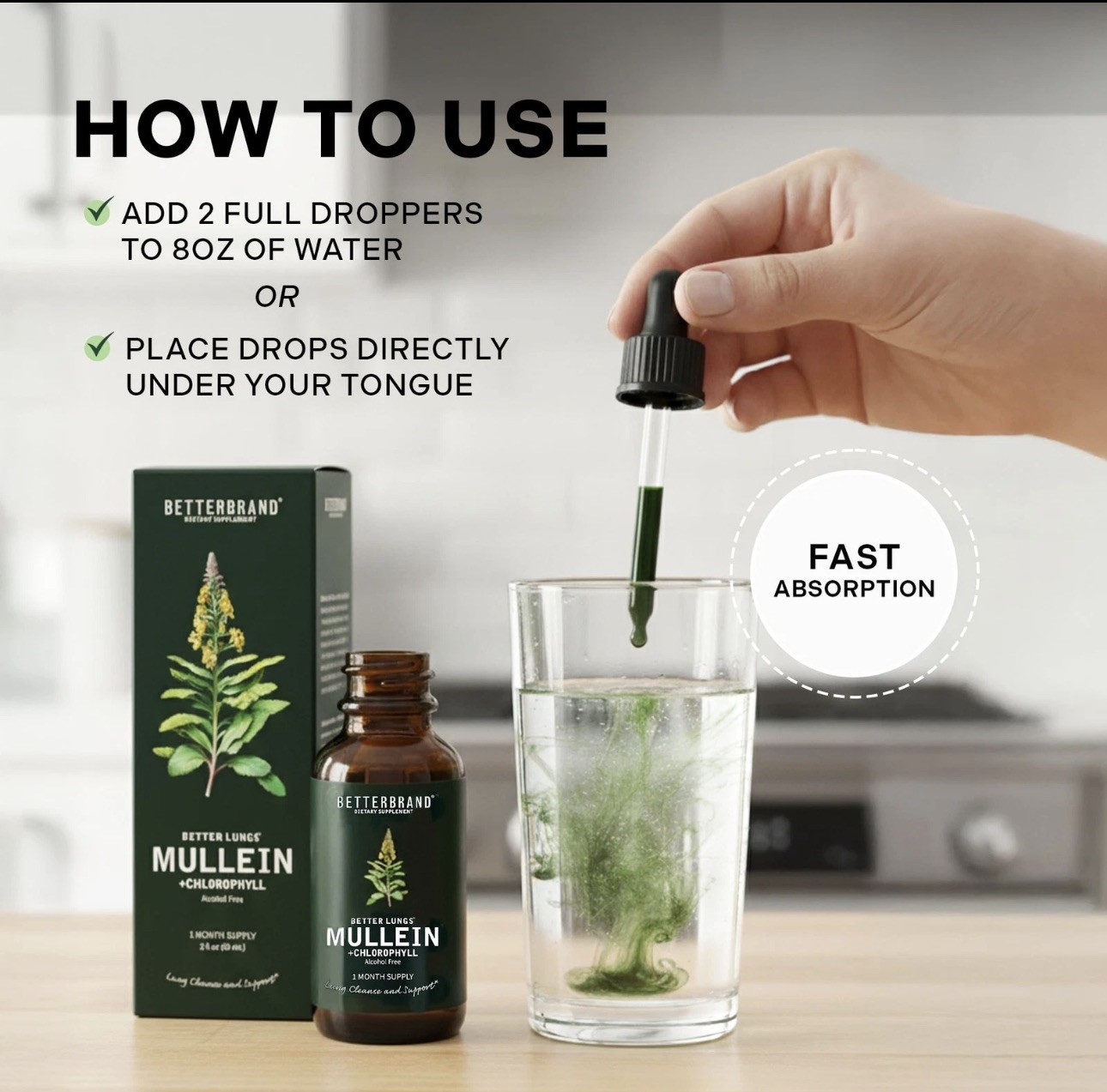 Betterbrand Mullein Drops for Lung Detox – Leaf 2 Fl Oz (Pack of 1)