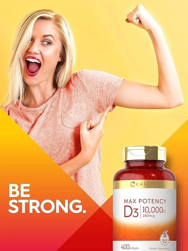 Carlyle Vitamin D 10000 IU 400 Softgels | Value Size | Max Potency | Non-GMO, Gl