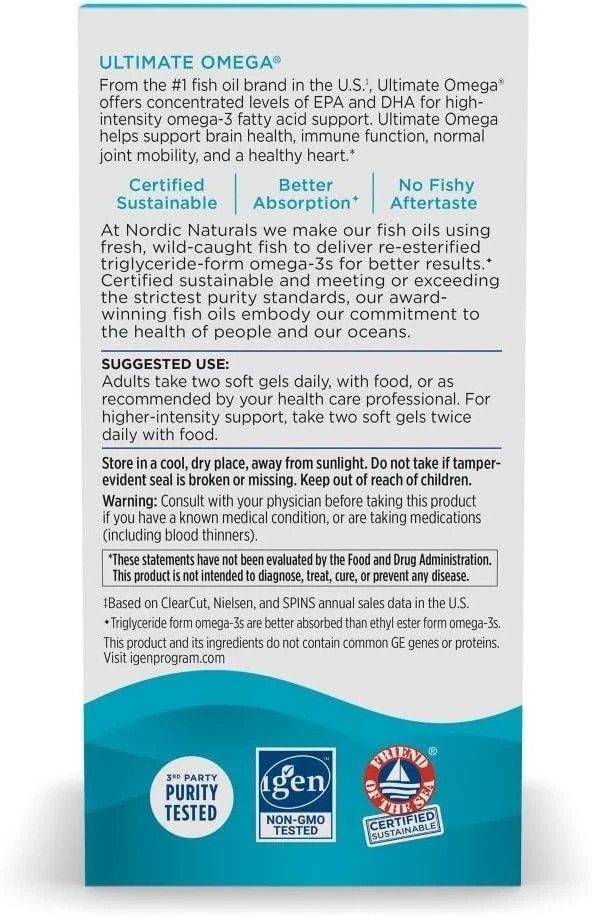 Nordic Naturals Ultimate Omega – 2150 mg 120 Softgels Lemon Flavor Exp 08/2027