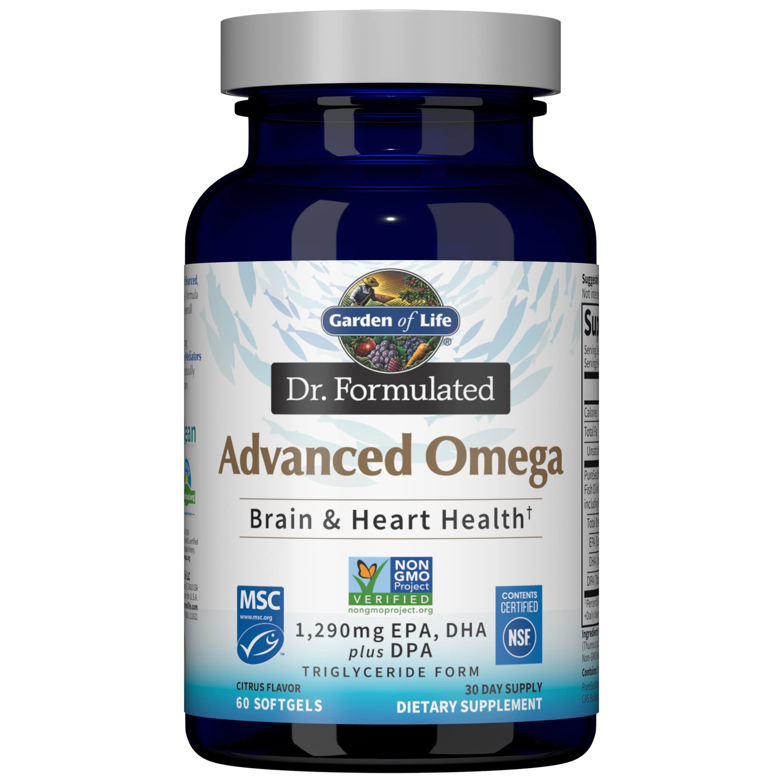 Garden of Life Dr. Formulated Advanced Omega Fish Oil – Lemon, 1,290mg EPA, DHA