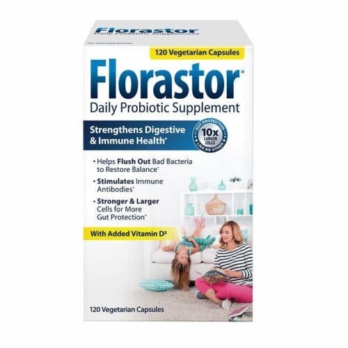 Florastor Vitamin Probiotic with Daily D3, 120 Vegetarian Capsules