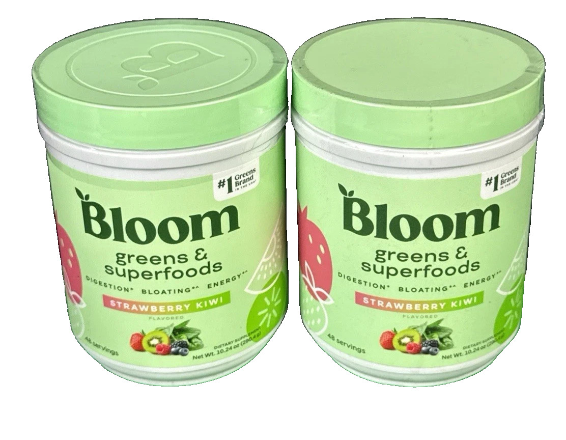 2PK Bloom Nutrition Greens & Superfoods Powder 10.24 Oz Ea Strawberry Kiwi 10/26
