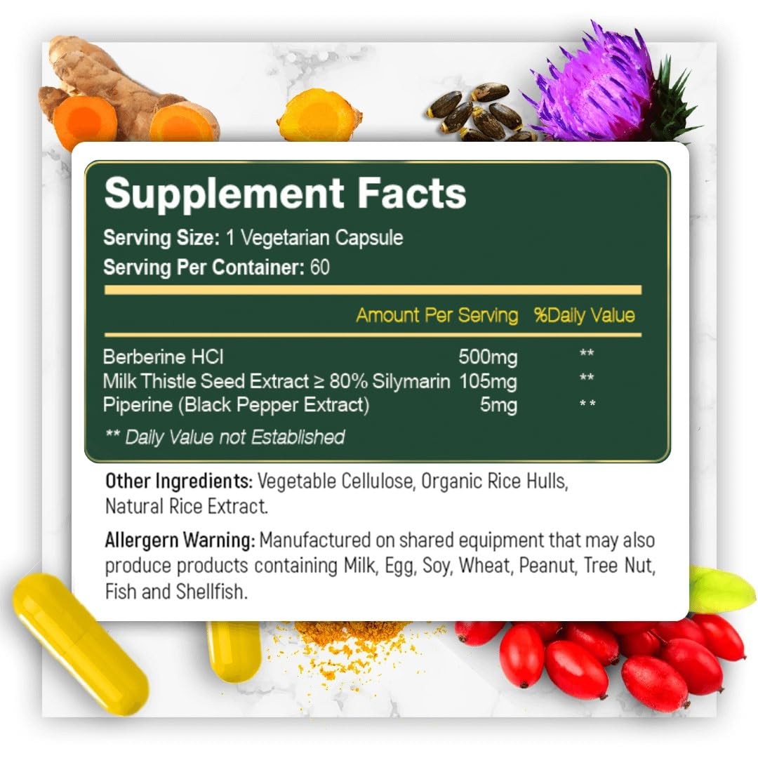 Ezyabsorb Gluten-Free Berberine 500Mg 60 Veggie Capsule W/La-3 Ampk Metabolic