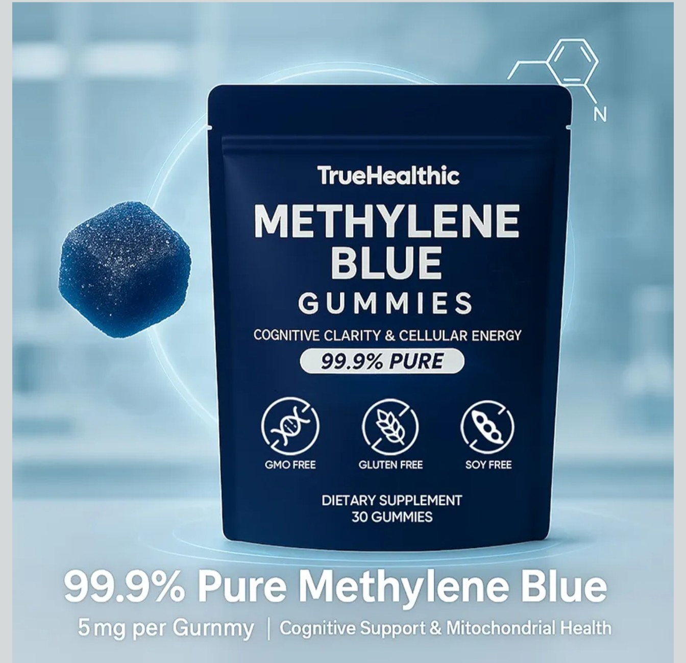 TrueHealthic Blue Gummies 30 count for Cognitive Clarity, Energy 2pc