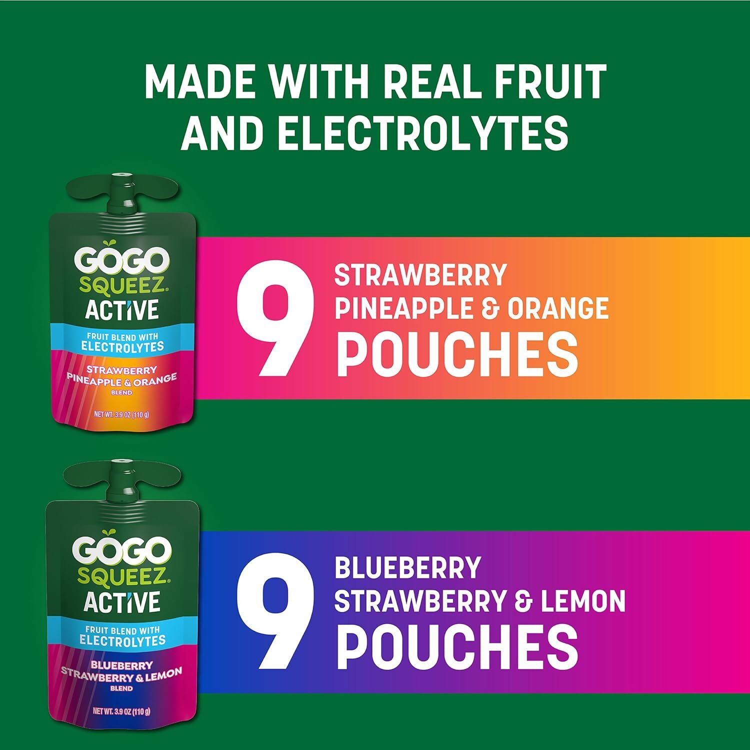 Active Fruit Blend with Electrolytes | 18-Count Variety Pack |