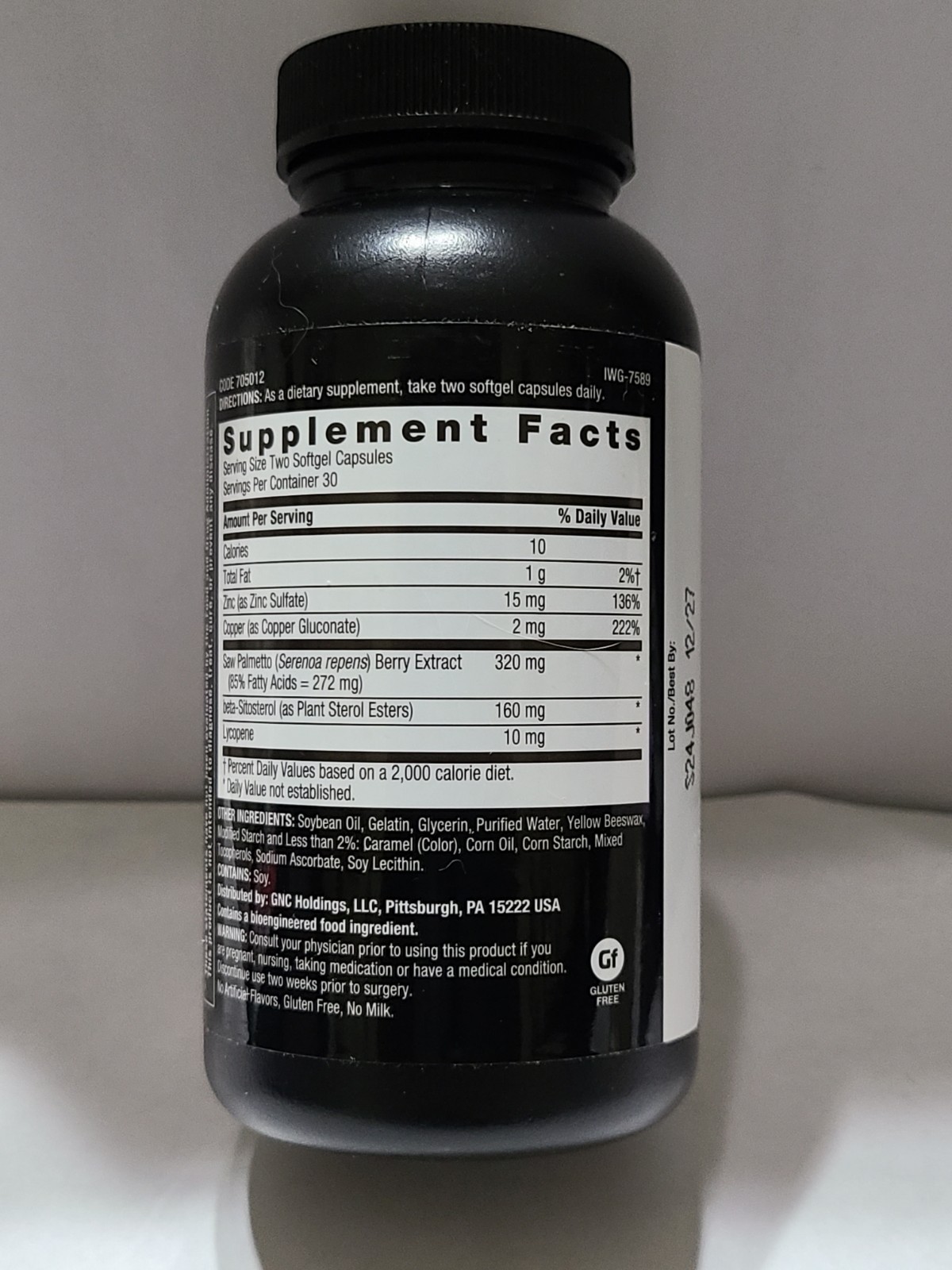 GNC Men’s Prostate Formula 60 Softgels – 12/2027