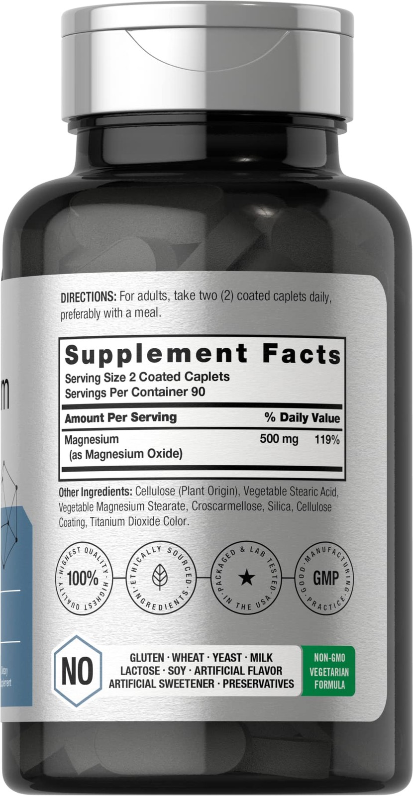 Horbäach Magnesium 500mg | 180 Caplets | Vegetarian, 180 Count (Pack of 1)