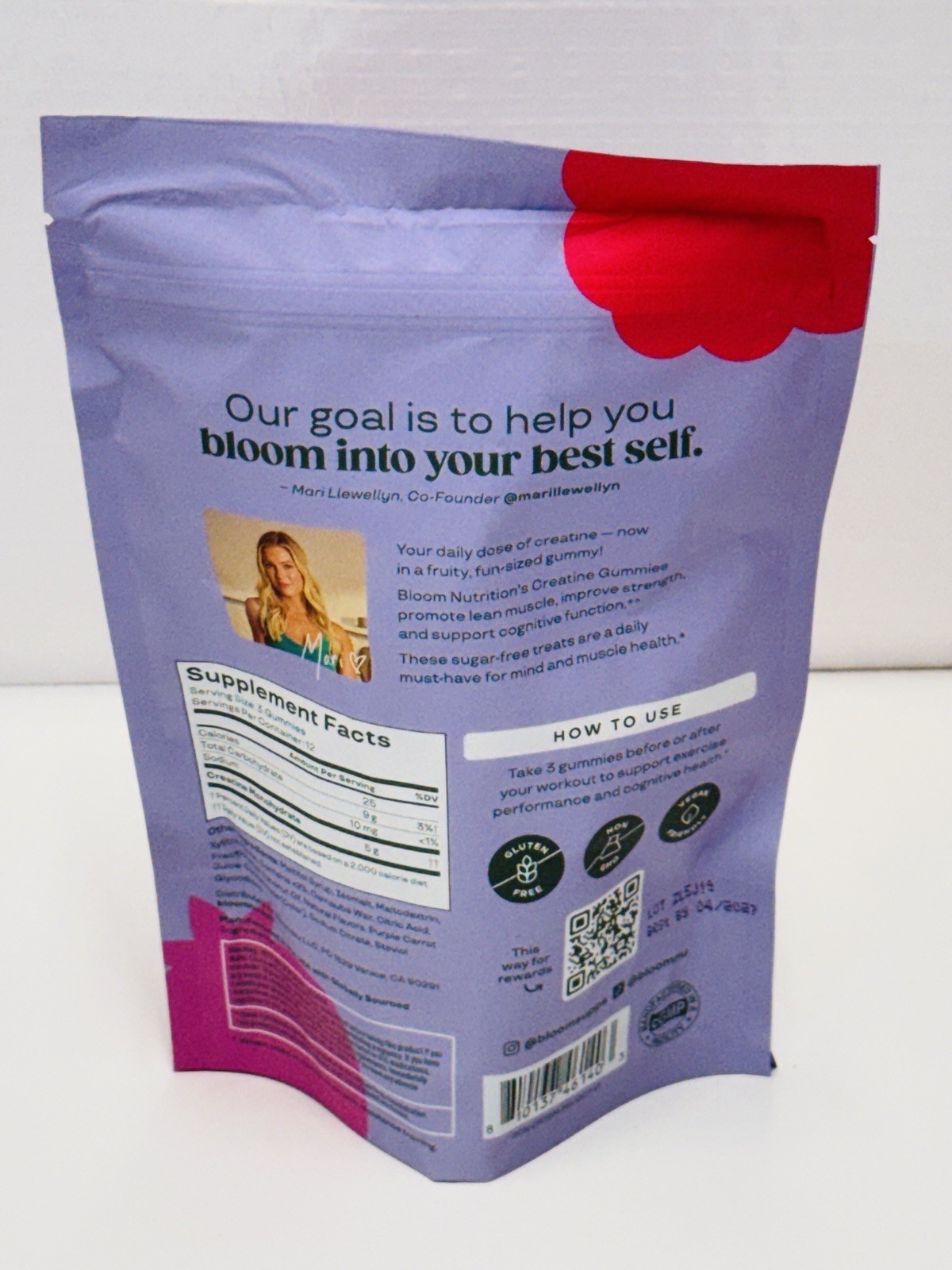 Bloom Nutrition Creatine Gummies Berry Boost 36ct Vegan Non GMO Gluten Free 4/27