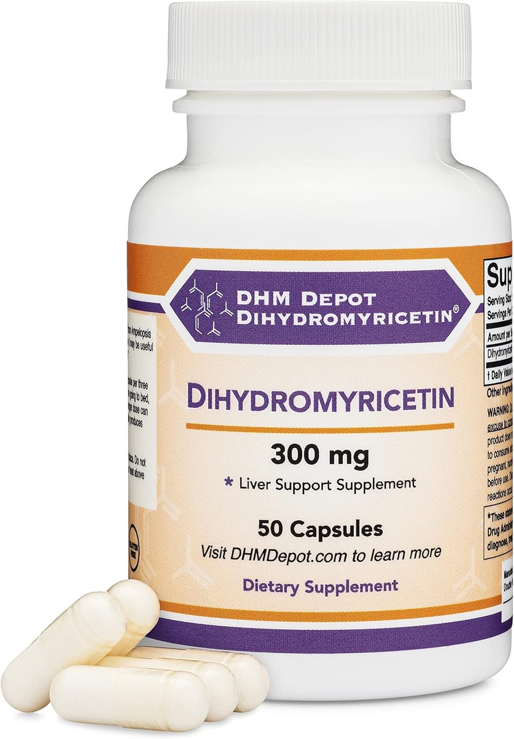 Dihydromyricetin (DHM) 50 Capsules, 300mg, Liver Support 50 Count (Pack of 1)