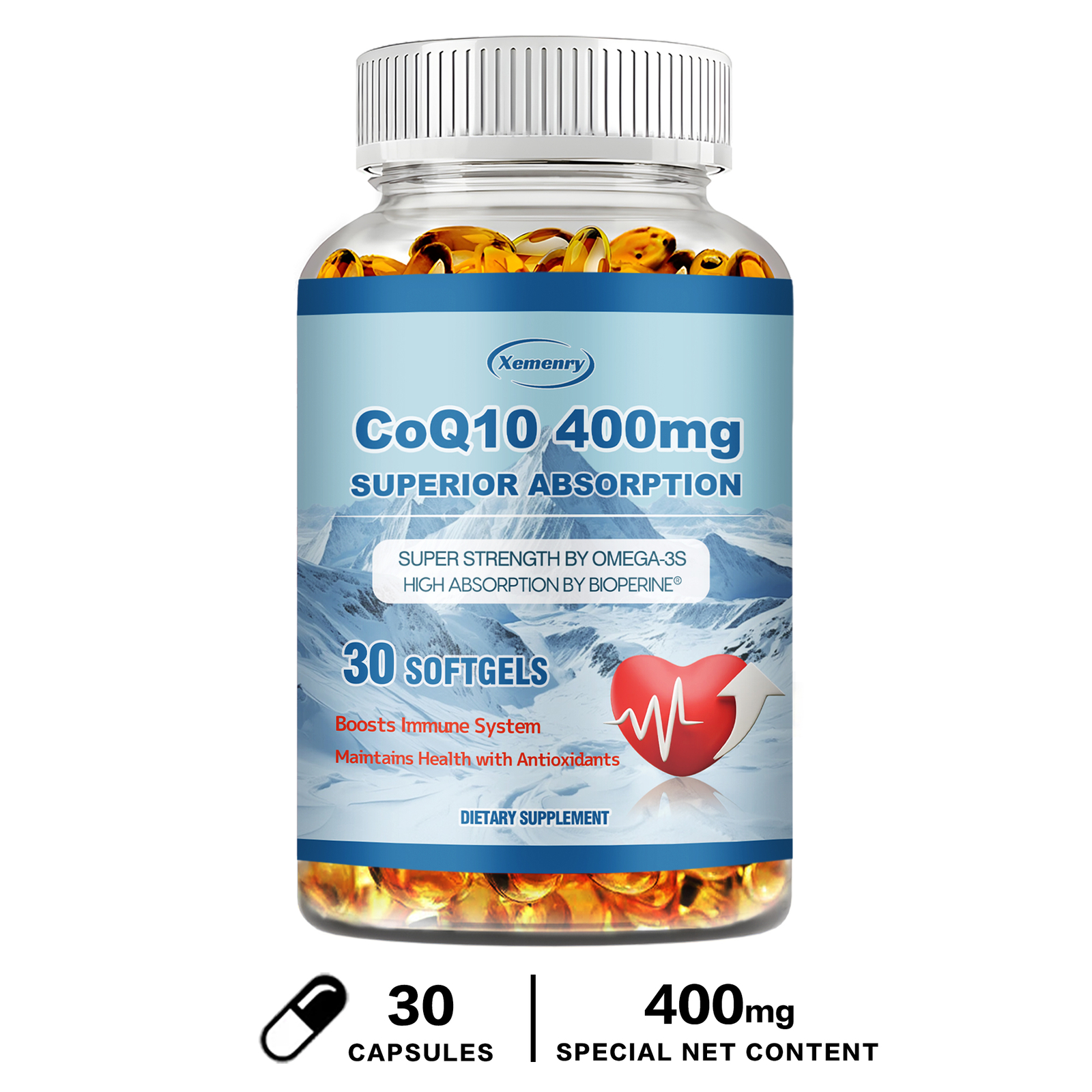 CoQ10 400mg – Ubiquinone High Absorption Coenzyme,Heart Health High Absorption