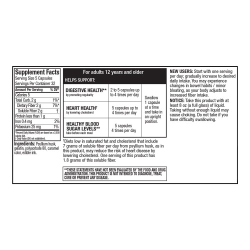 2 Pack Quality Choice Fiber Capsules 100 Natural Psyllium Husk 160 Each
