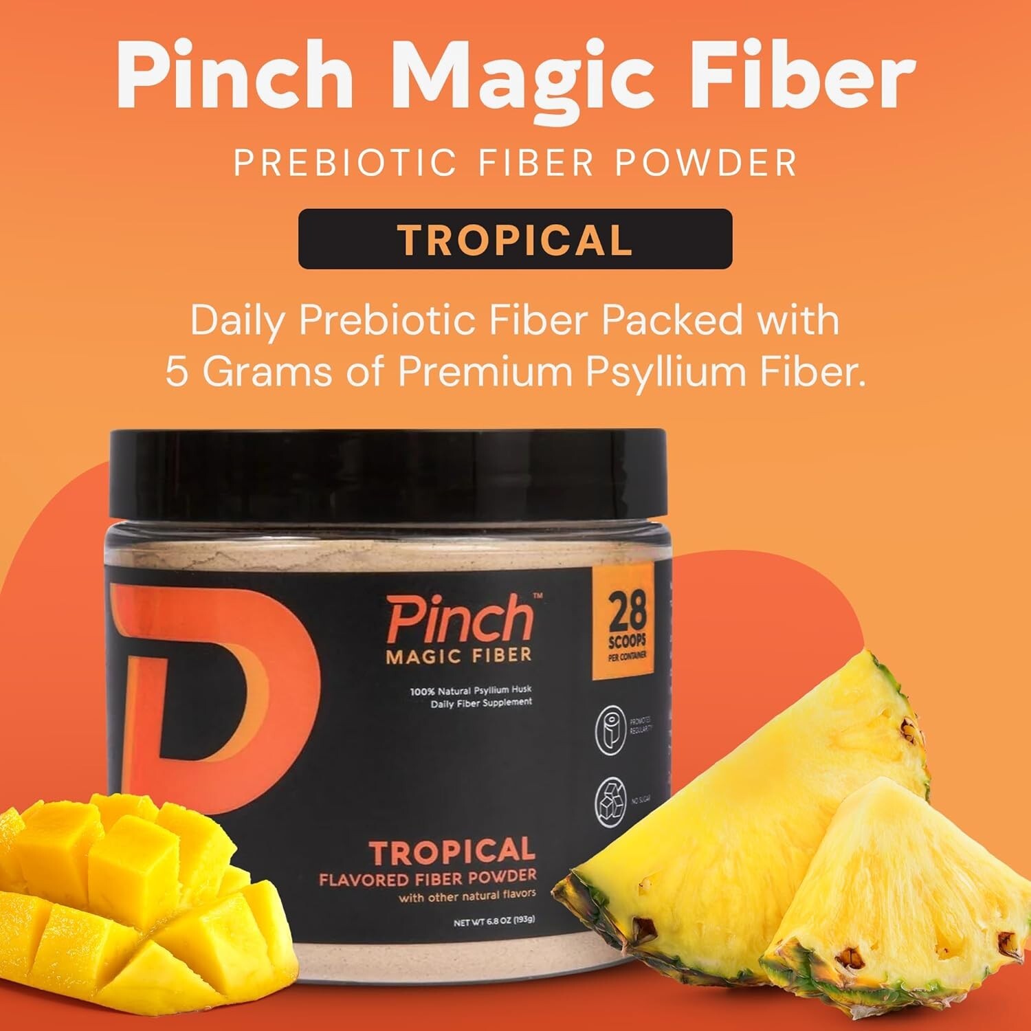 Pinch Magic Fiber Supplement Powder | Tropical Flavored Psyllium Husk Powder …