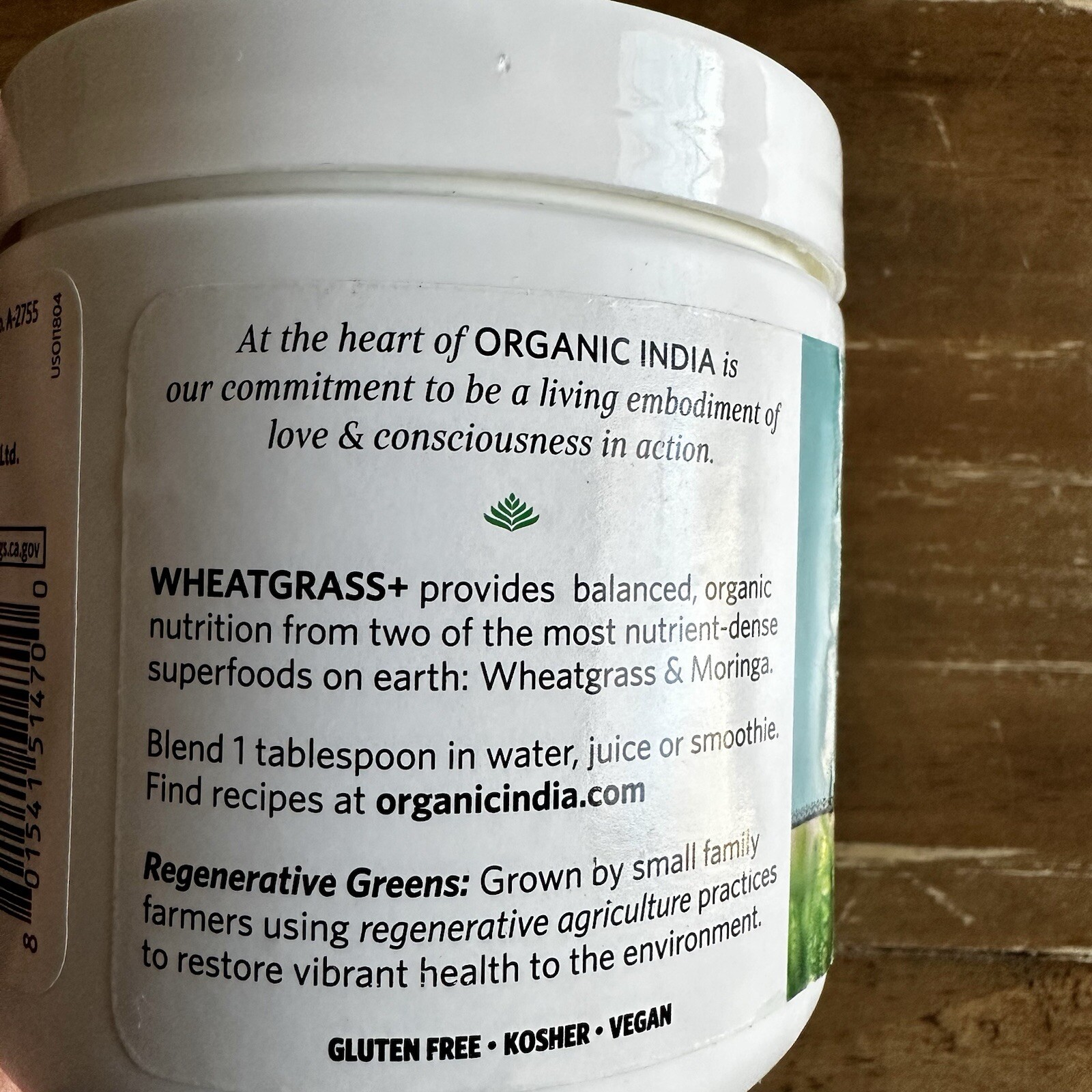 Organic India Wheatgrass+ Lift Superfood Blend Moringa 5.29 oz Supplement New