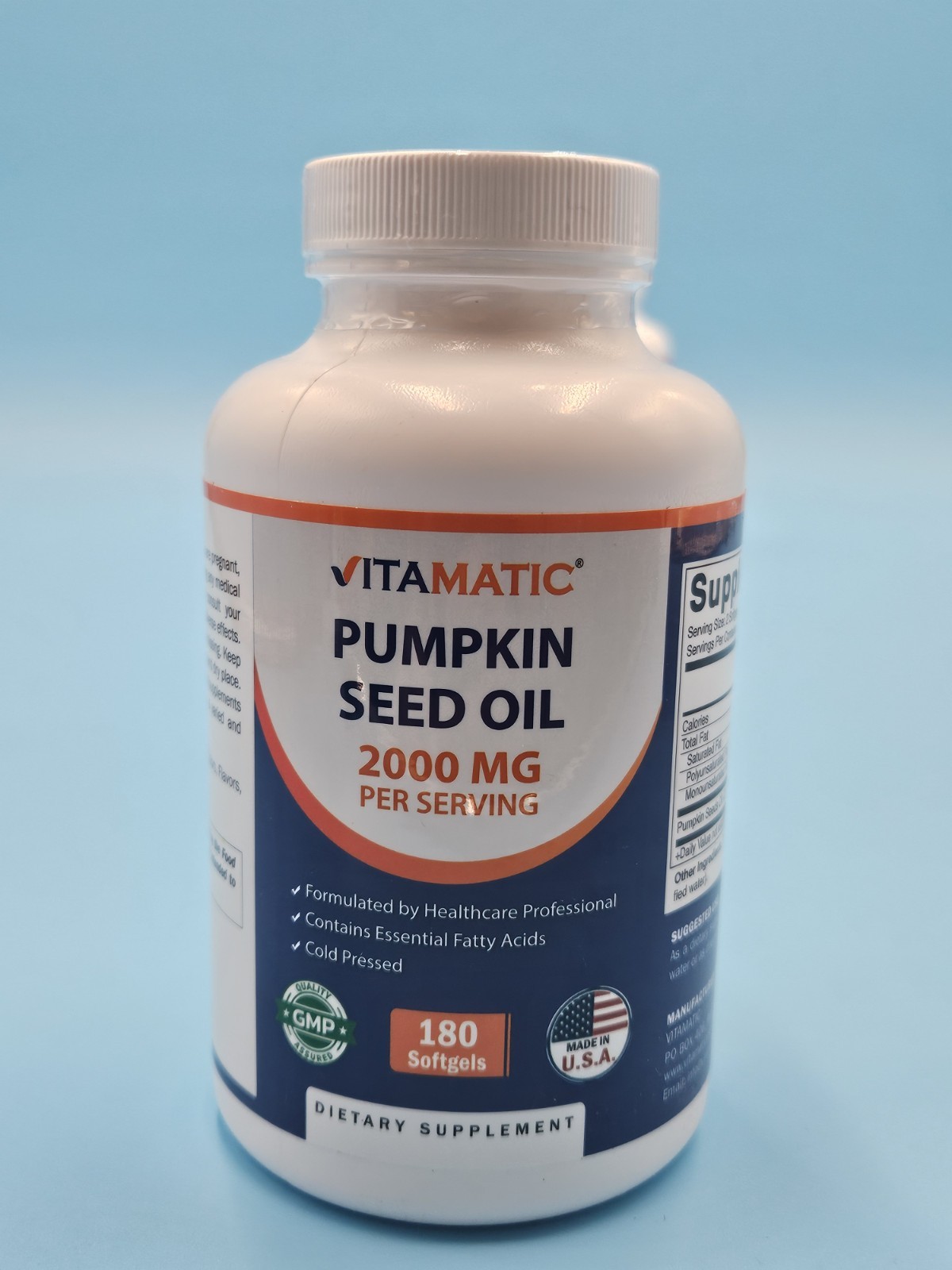 2 Pack -Vitamatic Pumpkin Seed Oil 2000mg Softgel Capsules/serving 360 Softgels