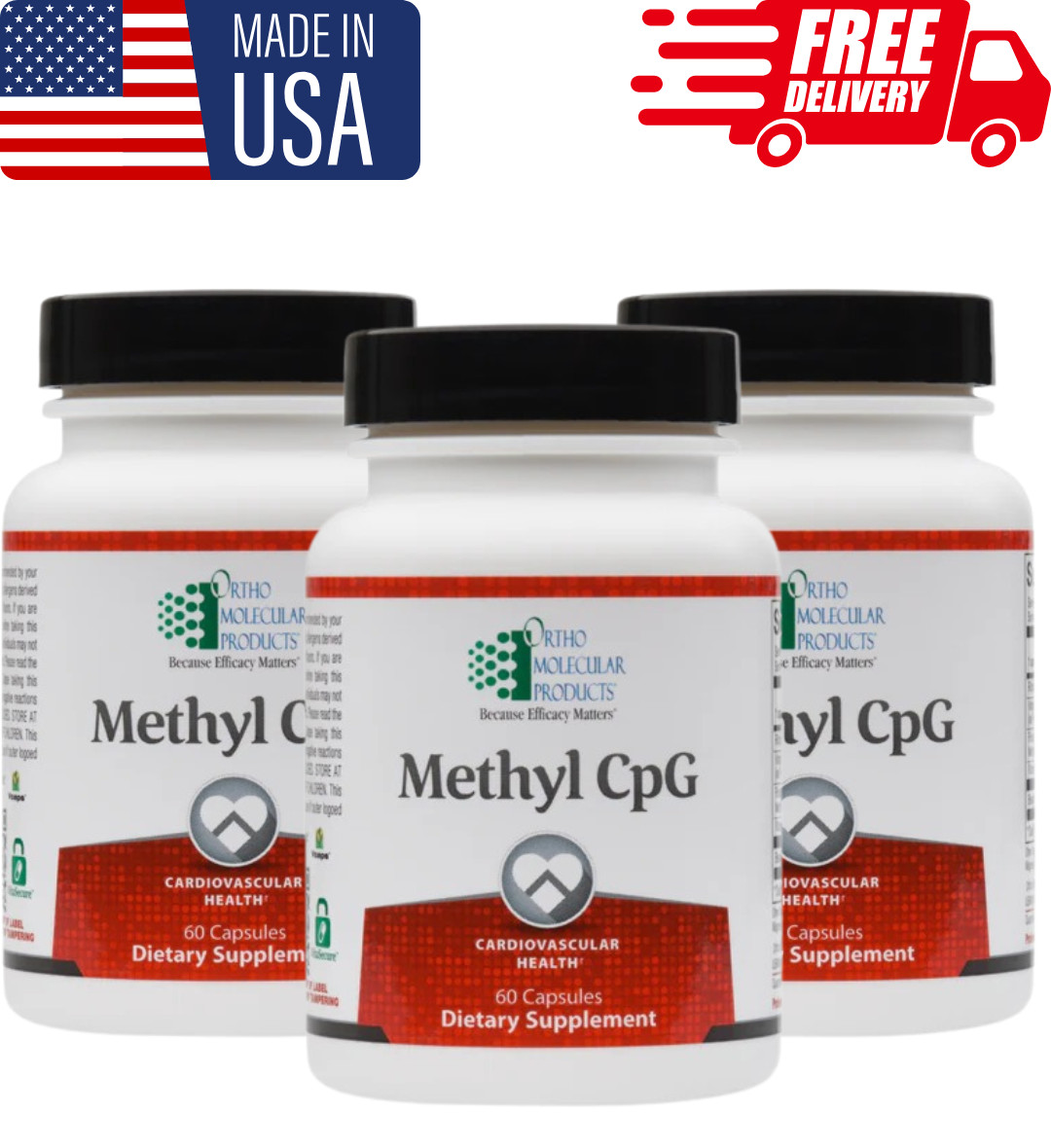 pack of 3 Methyl CPG Ortho Molecular Products Cardiovascular 60 Capsules