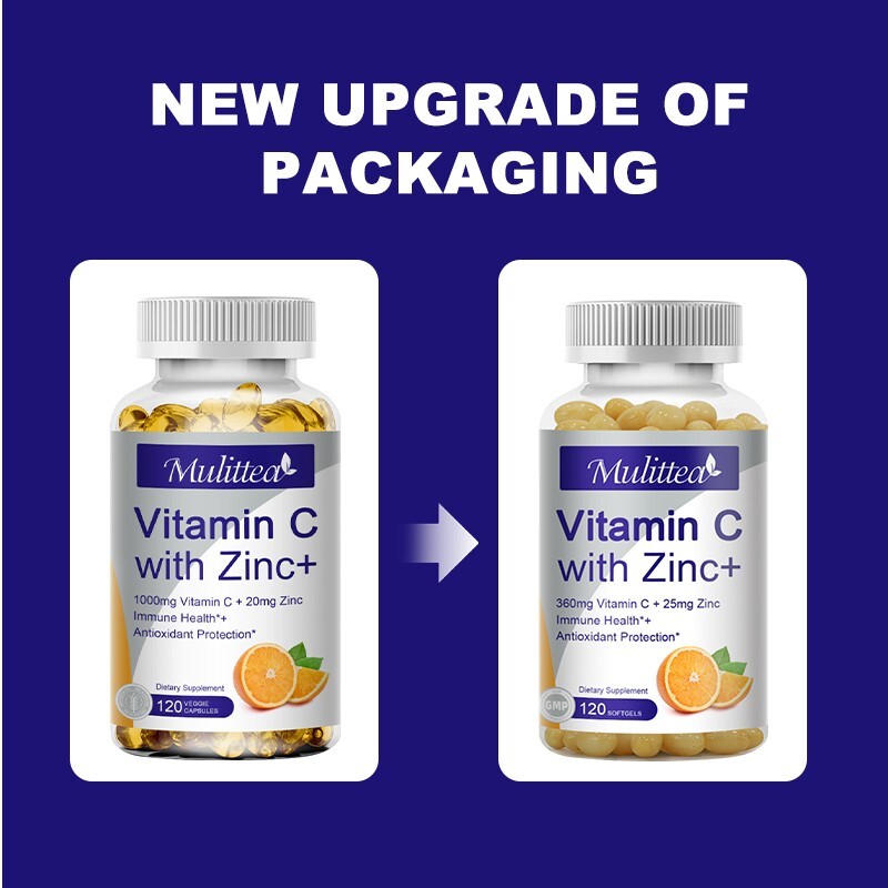 Vitamin C & Zinc Complex Capsules Heart Health Immune Support Energy Boost 120pc