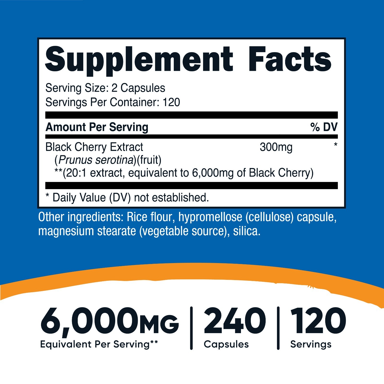 Nutricost Black Cherry Extract (6,000mg Equivalent) 240 Capsules – Vegan