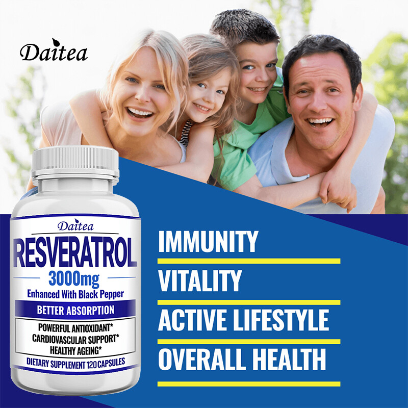 Resveratrol Capsules 3000mg Anti-Aging Antioxidants, Radiant Skin 30/60/120 Caps