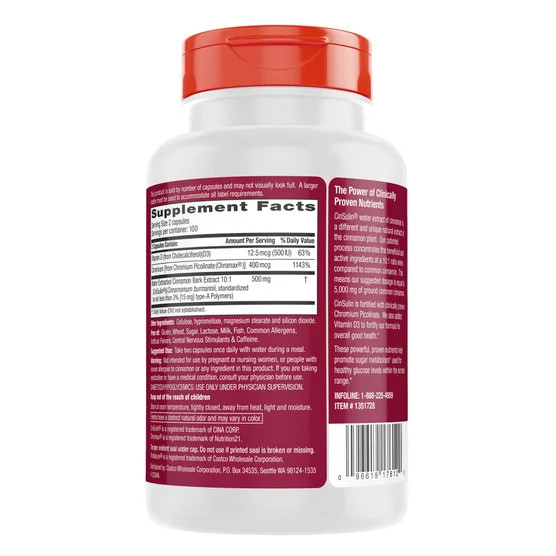 3-Pack Trunature Cinnamon Concentrate Cinsulin 500mg, 200 Vegetarian Capsules
