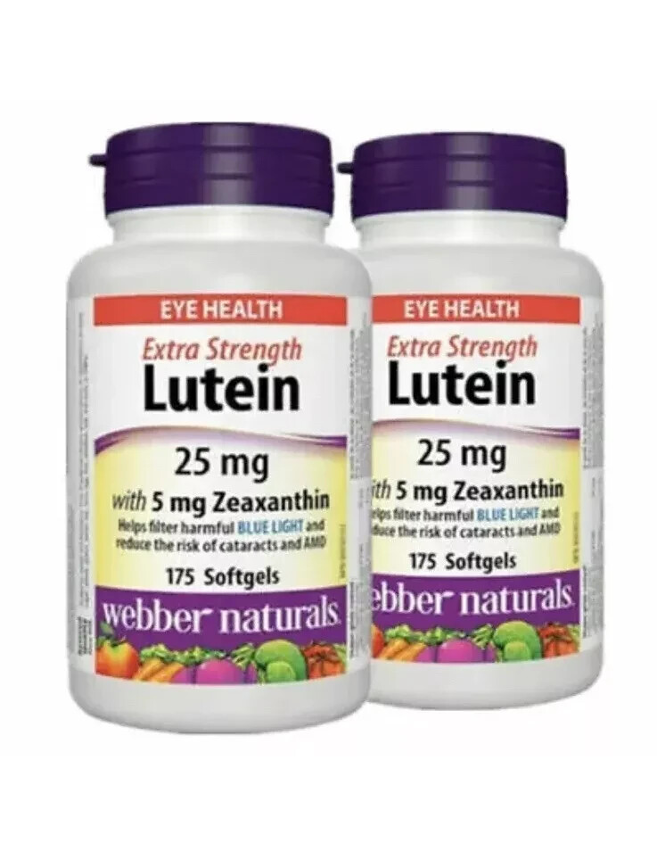 Webber Naturals Lutein 25 mg with Zeaxanthin 5 mg, Pack of 2 (2 x175 Capsules）