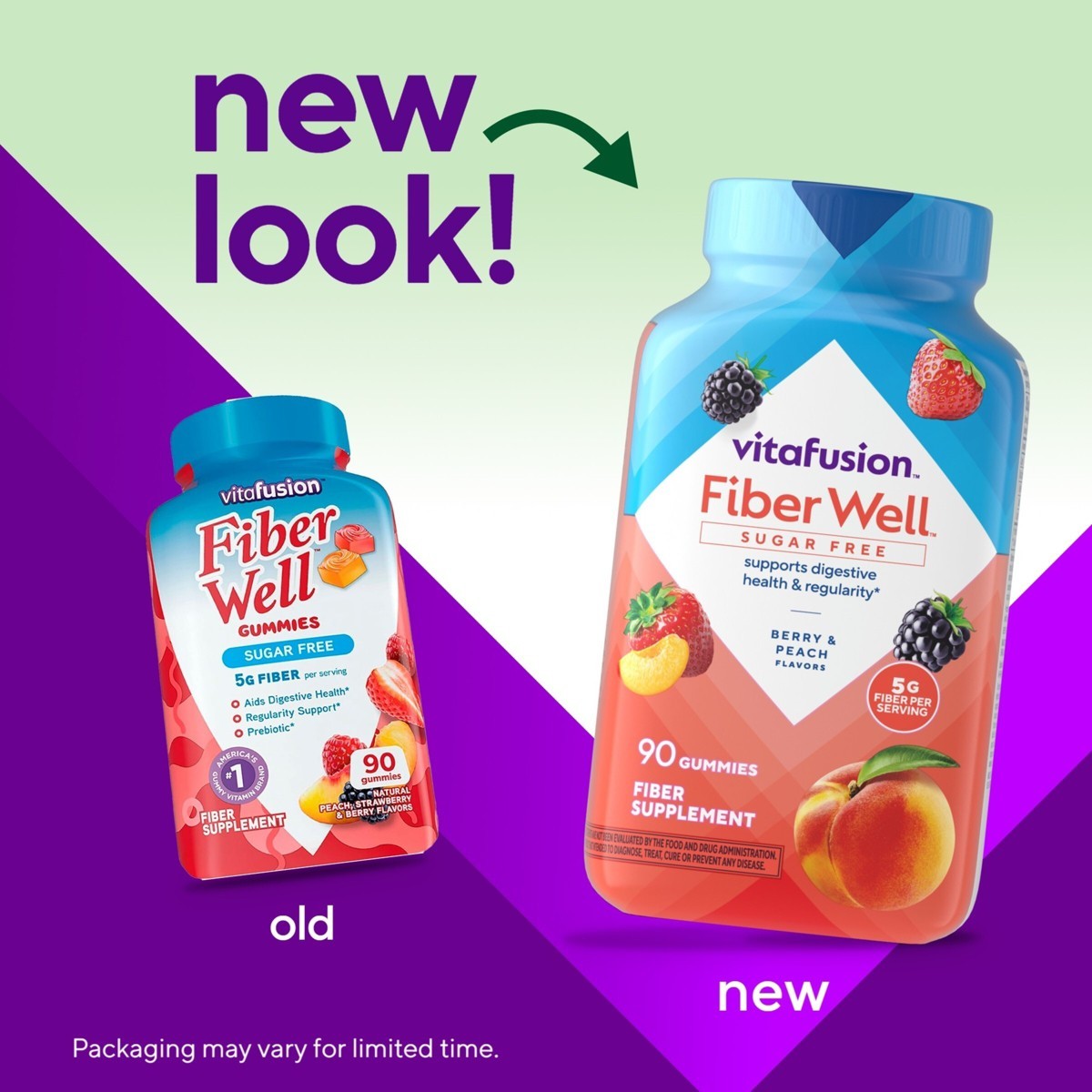 Vitafusion Fiber – Well Fiber Supplement Gummies – Fruit Flavors – 90ct
