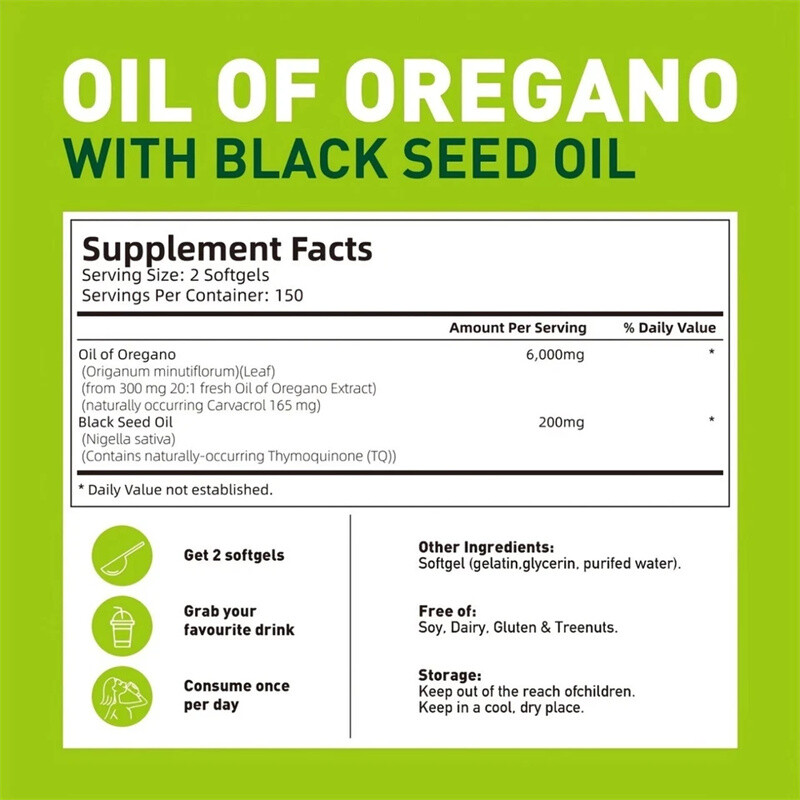 2 in 1 Oil of Oregano & Black Seed Softgels Oil – 6000mg,Immune Support 2026 lat
