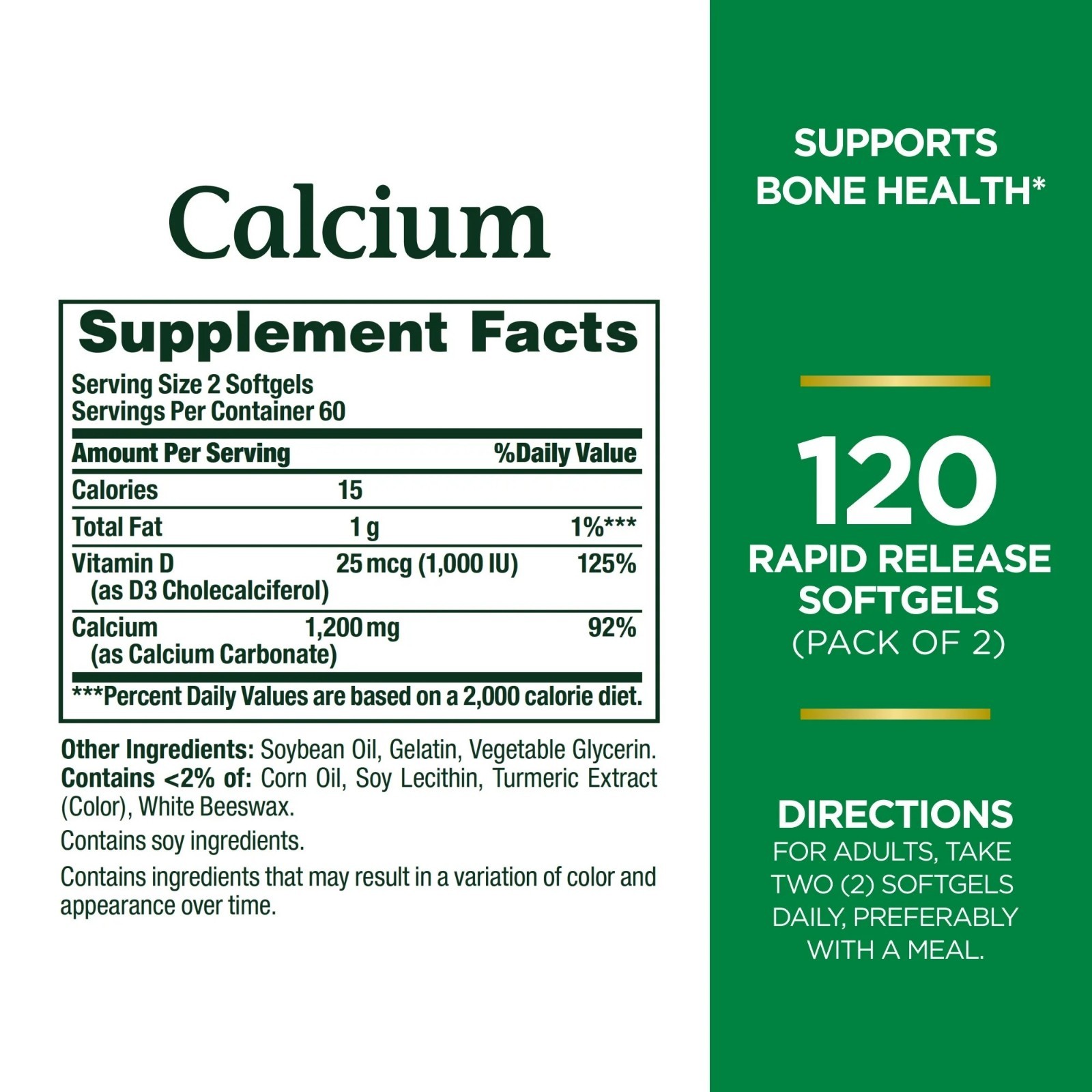 Nature’S Bounty Calcium 1200 Mg with Vitamin D3 – Bone Health Softgels, Calcium
