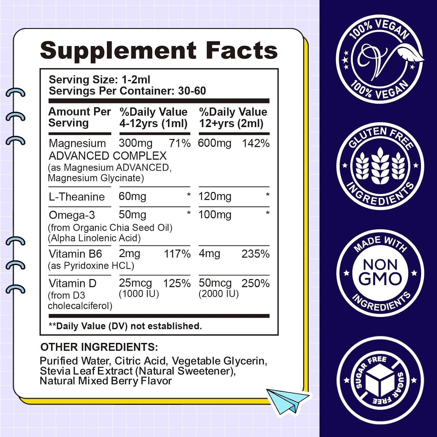 CFILIHTC Kids Magnesium Liquid Drops-Magnesium Glycinate Liquid for Kids Supplem