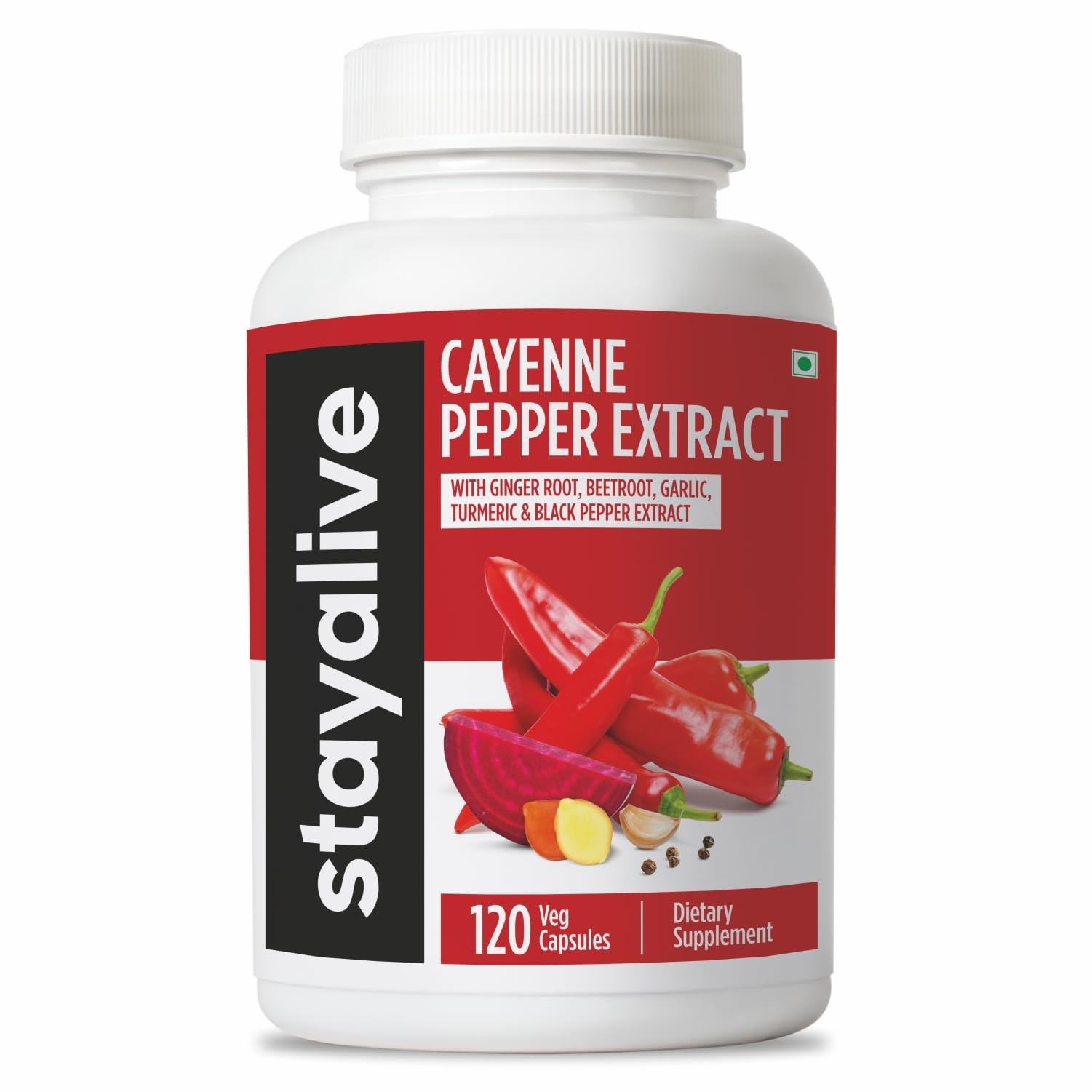 Cayenne Pepper Capsules, 6-in-1 Capsicum Blend w/Ginger, Garlic, Turmeric, Beet