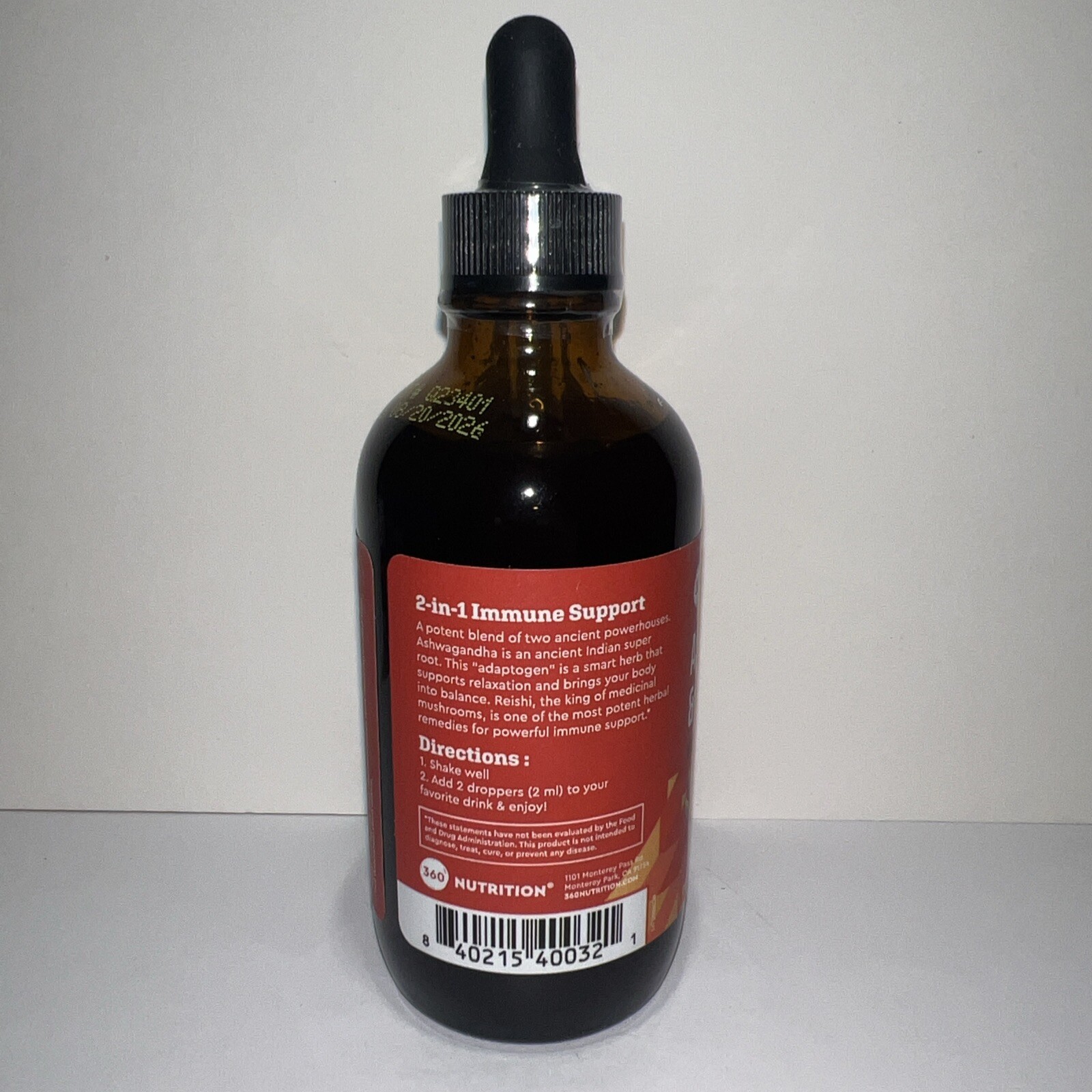 360NUTRITION: ASHWAGANDHA & REISHI Drops (Mood, Balance, Focus) 4oz